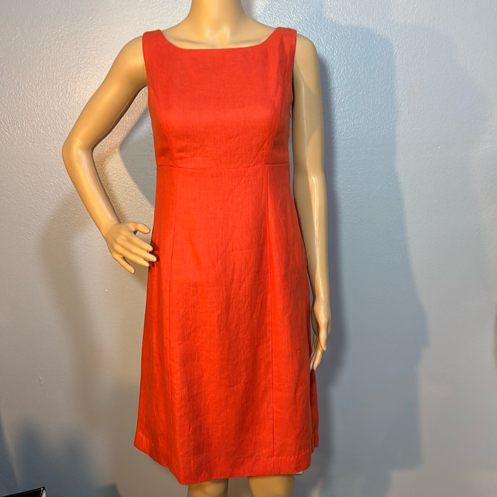 Talbots Burnt Orange Pure Irish Linen Career Sheath Dress